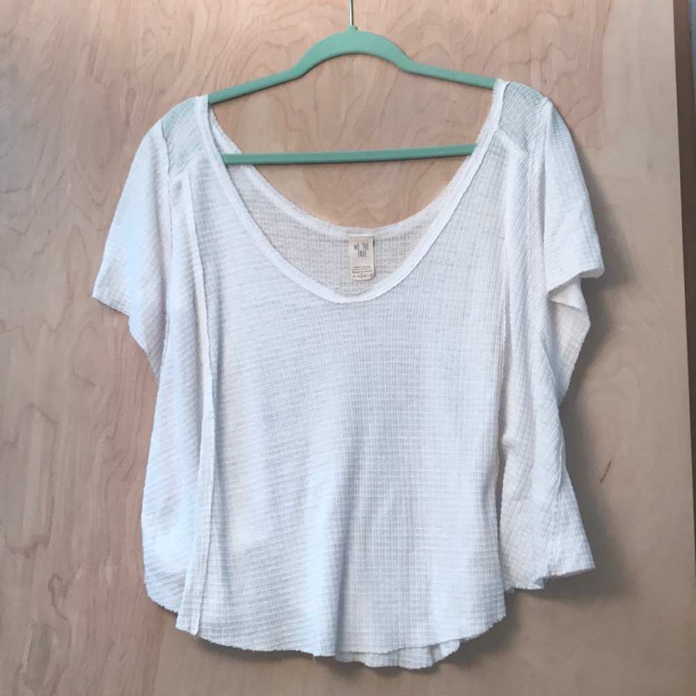 Free People White Flowy Top, sz Small,